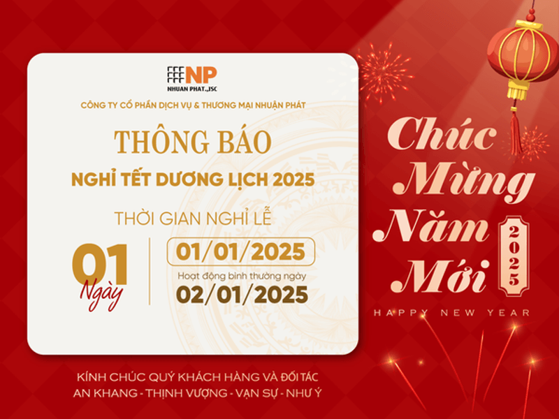 THÔNG BÁO LỊCH NGHỈ TẾT DƯƠNG LỊCH 2025